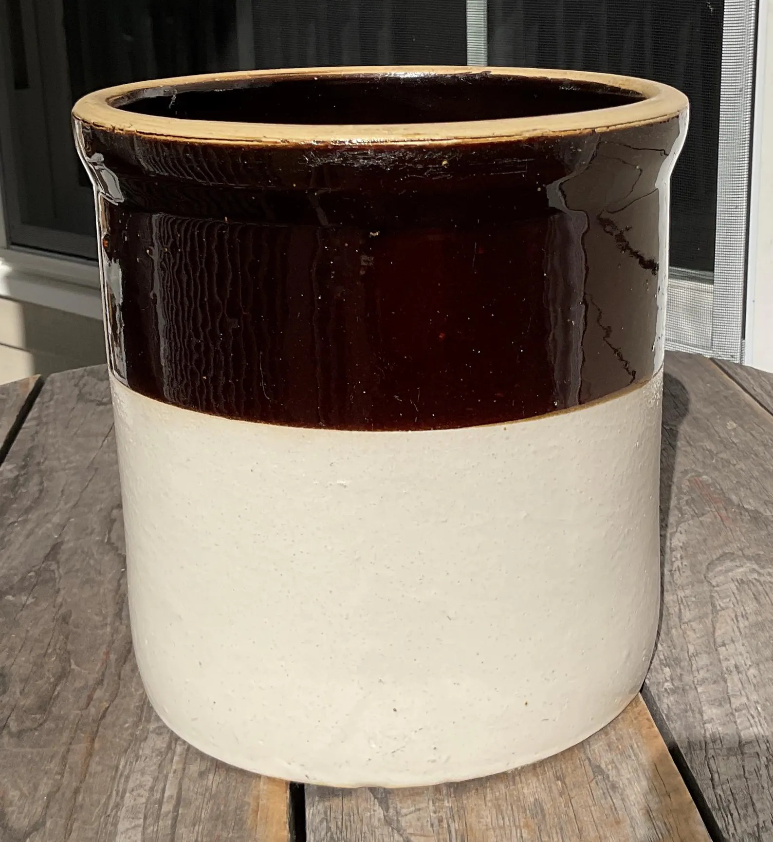 Antique 1 Gal Stoneware Brown off White Crock 7.75" H Country Farmhouse Kitchen - Etsy | Etsy (US)