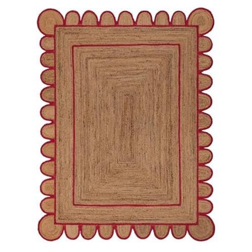Scallop Pattern Jute Bohemian Area Rug (Pink, 2'x12') | Amazon (US)
