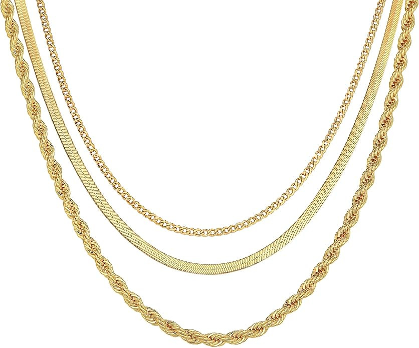 Freekiss Herringbone Necklace for Women,Dainty Gold Necklace,14k Gold Plated Snake,Gold Chain Cho... | Amazon (US)