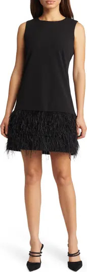 Feather Trim Sheath Dress | Nordstrom
