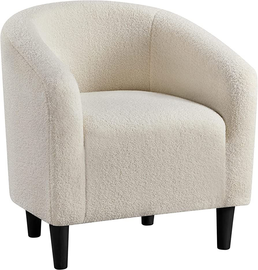 Yaheetech Accent Barrel Chair, Faux Fur Club Chair, Furry Sherpa Elegant and Cozy Chair, Soft Pad... | Amazon (US)