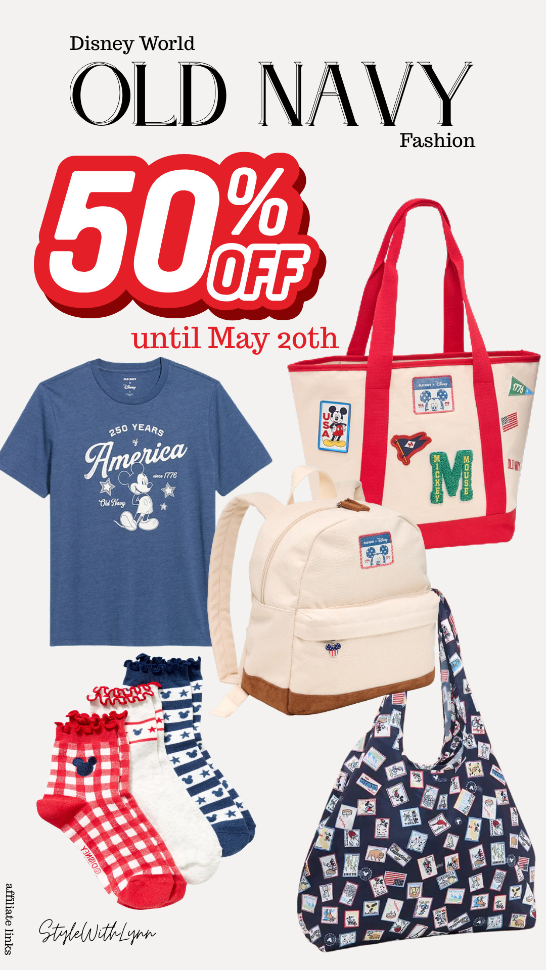 🚨 Disney fans, this is your sign to RUN to the Old Navy sale! 🏃🏼‍♂️‍➡️

So many cute Disney World outfit essentials are currently 50% OFF — from patriotic Mickey tees to adorable park bags, backpacks, and the cutest Disney socks for your summer park days. ❤️🤍💙

Don’t wait too long because the best Disney styles always sell out fast 👏

Perfect for:
✨ Disney World outfit inspo
✨ Magic Kingdom summer outfits
✨ Fourth of July Disney style
✨ Disney park essentials
✨ Affordable Disney fashion finds
✨ Matching family Disney vacation looks

#DisneyWorld #DisneyStyle #DisneyOutfit #DisneyFashion #OldNavyStyle #DisneyParksStyle #MagicKingdom #DisneyVacation #DisneyInfluencer #AffordableFashion #MickeyMouseStyle #DisneyFinds #SummerDisneyOutfits #DisneyAccessories #DisneyParkOutfits #FourthOfJulyStyle #DisneyMerch #DisneyAesthetic 

 #LTKootd #LTKSaleAlert #LTKTravel