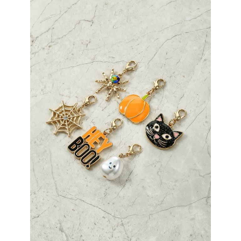 Way to Celebrate Halloween Goldtone "Hey Boo" Novelty Charm Set, 6 Pieces | Walmart (US)