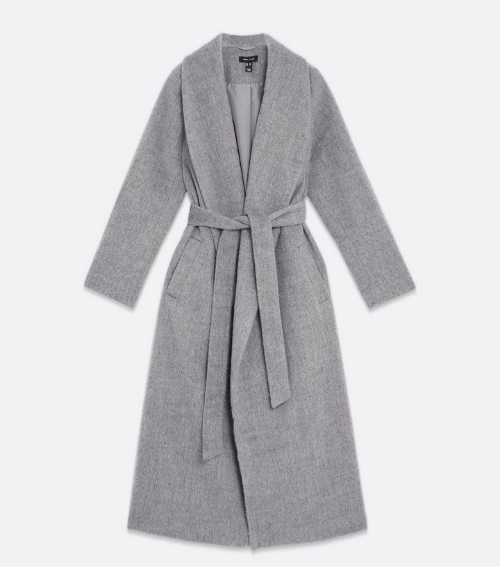 Pale Grey Brushed Belted Maxi Coat
						
						Add to Saved Items
						Remove from Saved Items | New Look (UK)
