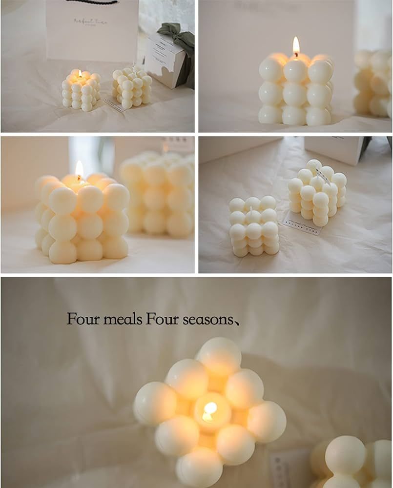 AICHLO 2PCS Bubble Candle White Aromatherapy Candle Shaped Candles Handmade Cube Candle Vanilla S... | Amazon (US)
