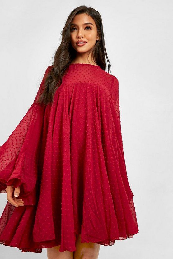 Dobby Mesh Pleated Detail Smock Dress | Boohoo.com (US & CA)