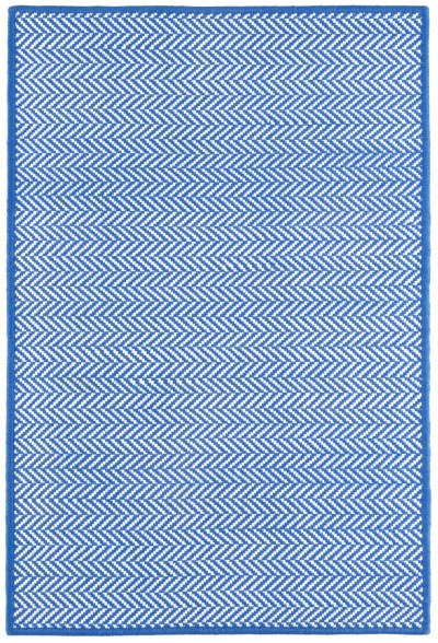 Herringbone French Blue/White Handwoven Indoor/Outdoor Custom Rug | Annie Selke