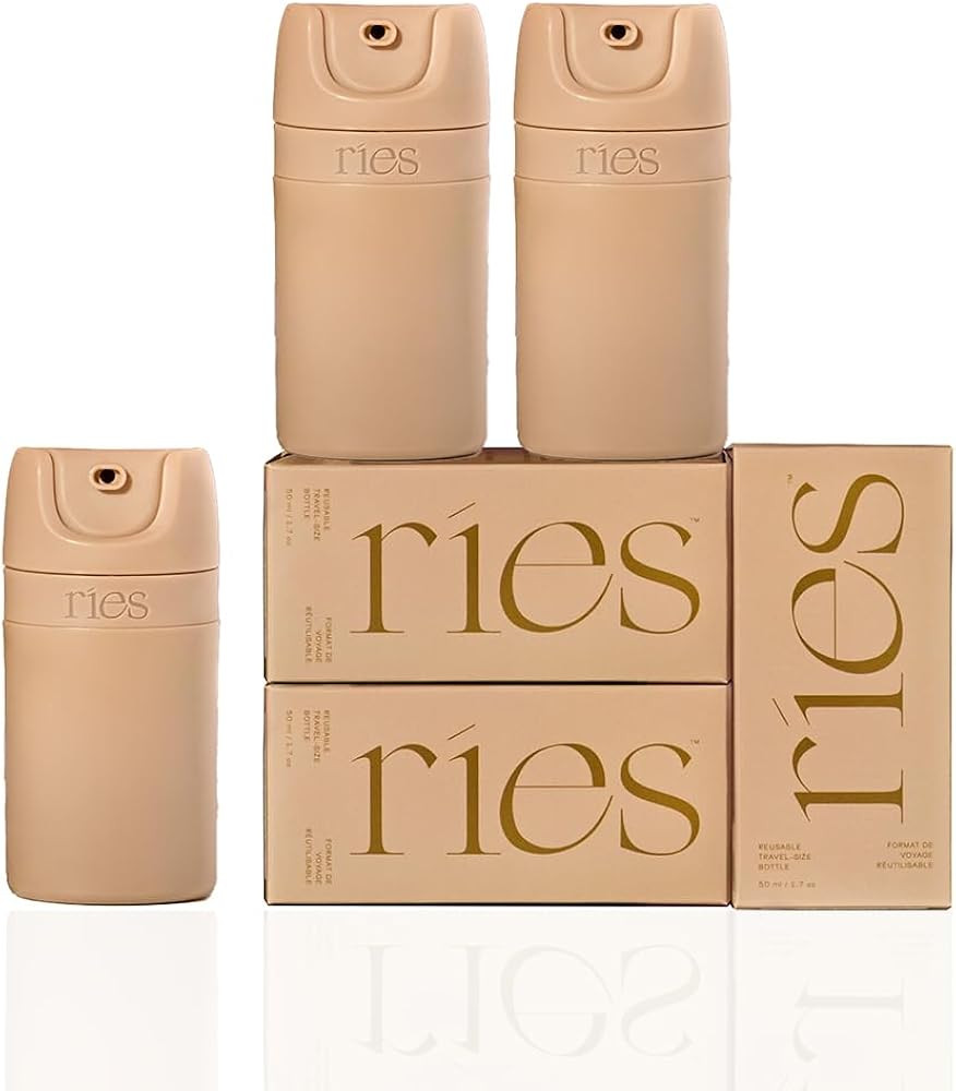 RIES Starter Set Toiletry Travel Bottles – Set of 3 (1.7oz) Airless Pump Containers for Shampoo... | Amazon (US)