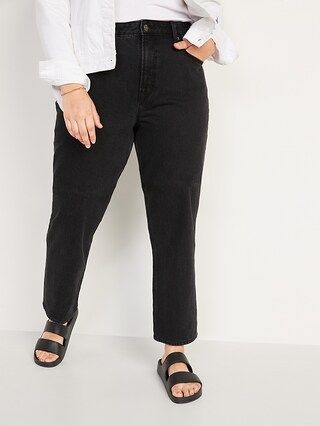 High-Waisted Slouchy Straight Cropped Black Jeans for Women | Old Navy (US)