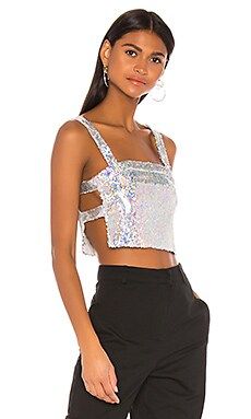 superdown Karla Cut Out Top in Iridescent Silver from Revolve.com | Revolve Clothing (Global)