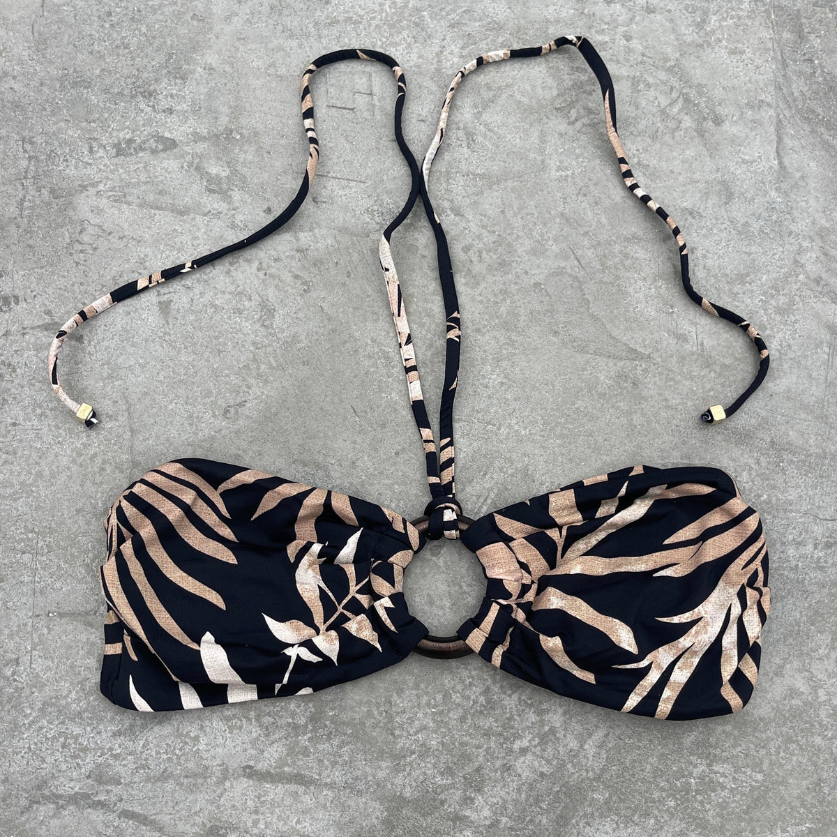 Bleached Leaves Black Strapless Bikini Top | MyBrazilianShop