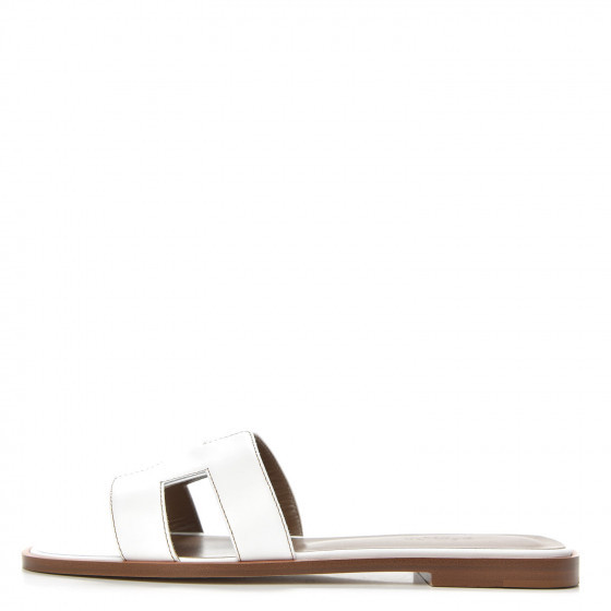 Box Calfskin Oran Sandals 37.5 White | Fashionphile
