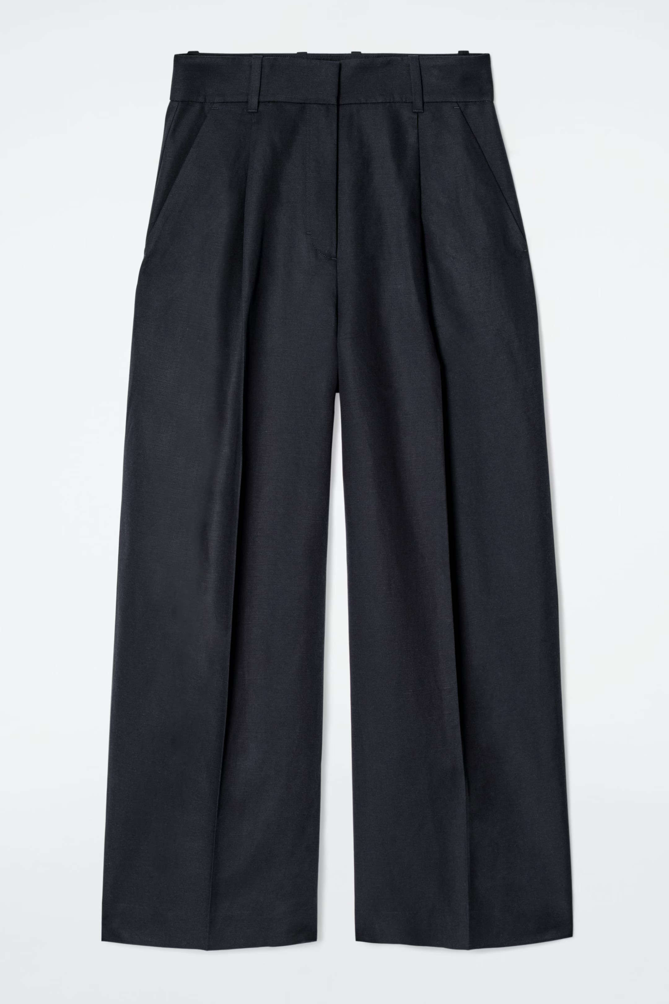 RELAXED LINEN-BLEND WIDE-LEG PANTS - NAVY | COS | COS (EU)