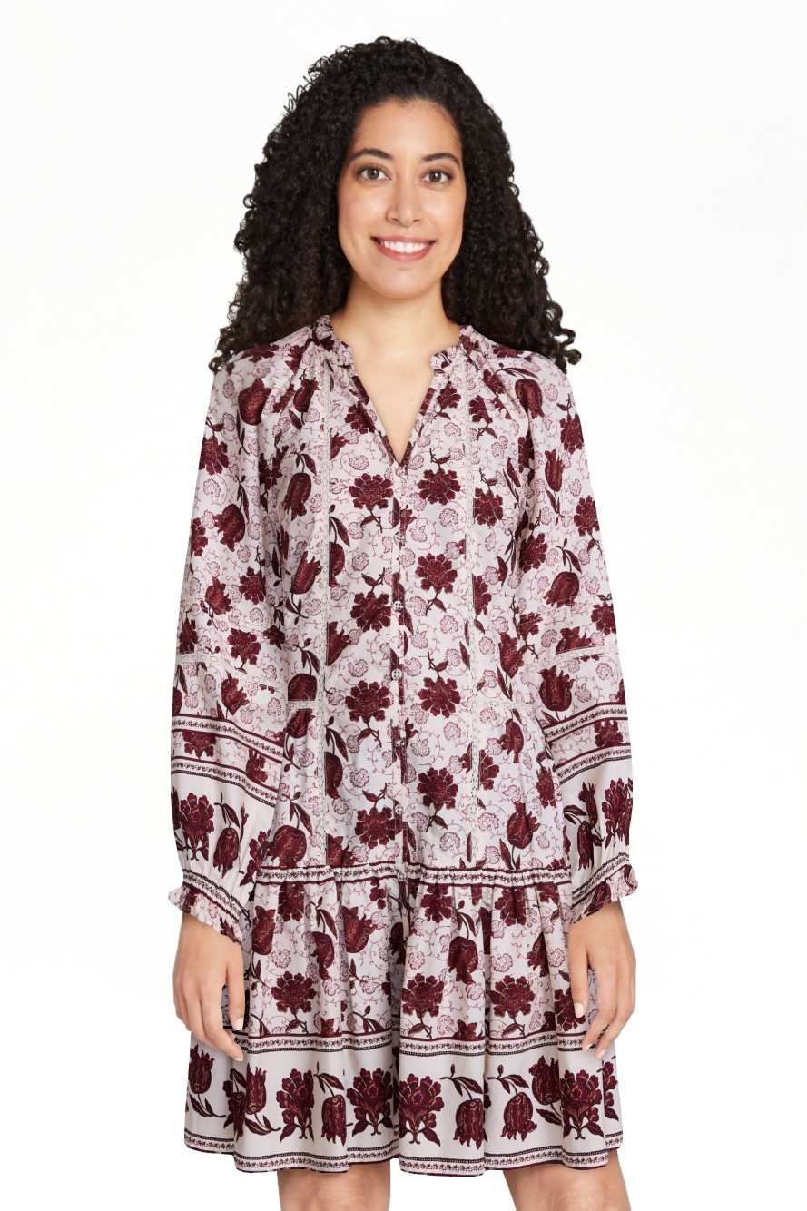 Scenario Women's and Women's Plus Tiered Hem Dress with Long Sleeves, Sizes XS-4X | Walmart (US)