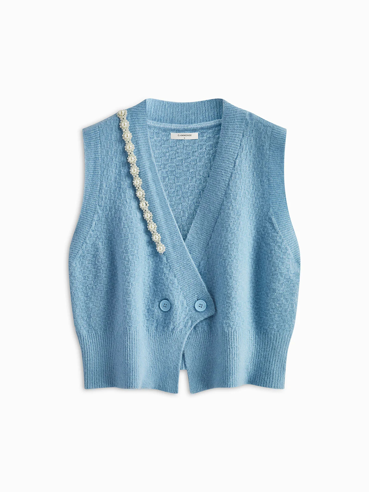 Pearl Beaded Criss Cross Sweater Vest | Commense