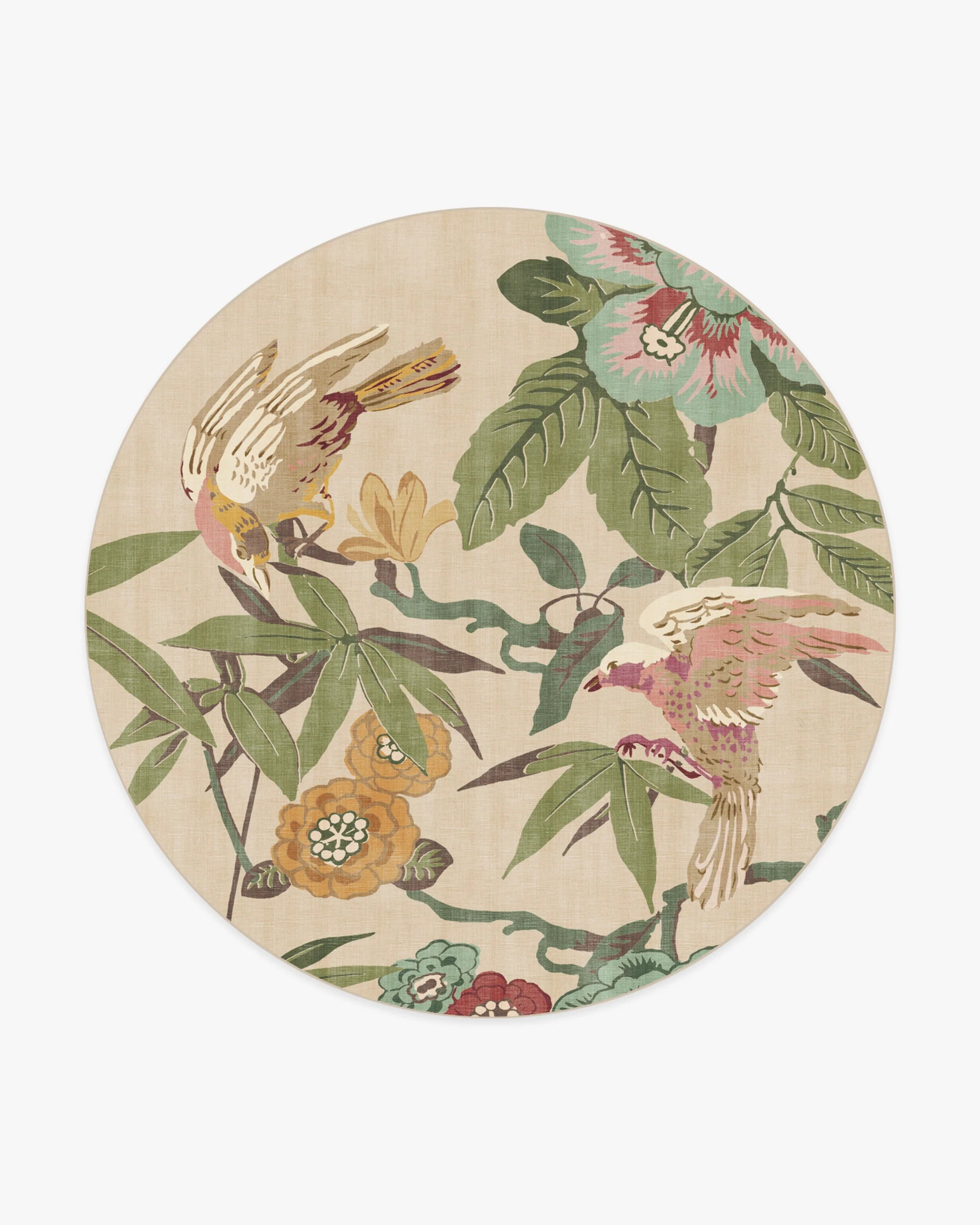 Bamboo & Bird Blush & Jade Rug by Sanderson | Ruggable US | Ruggable