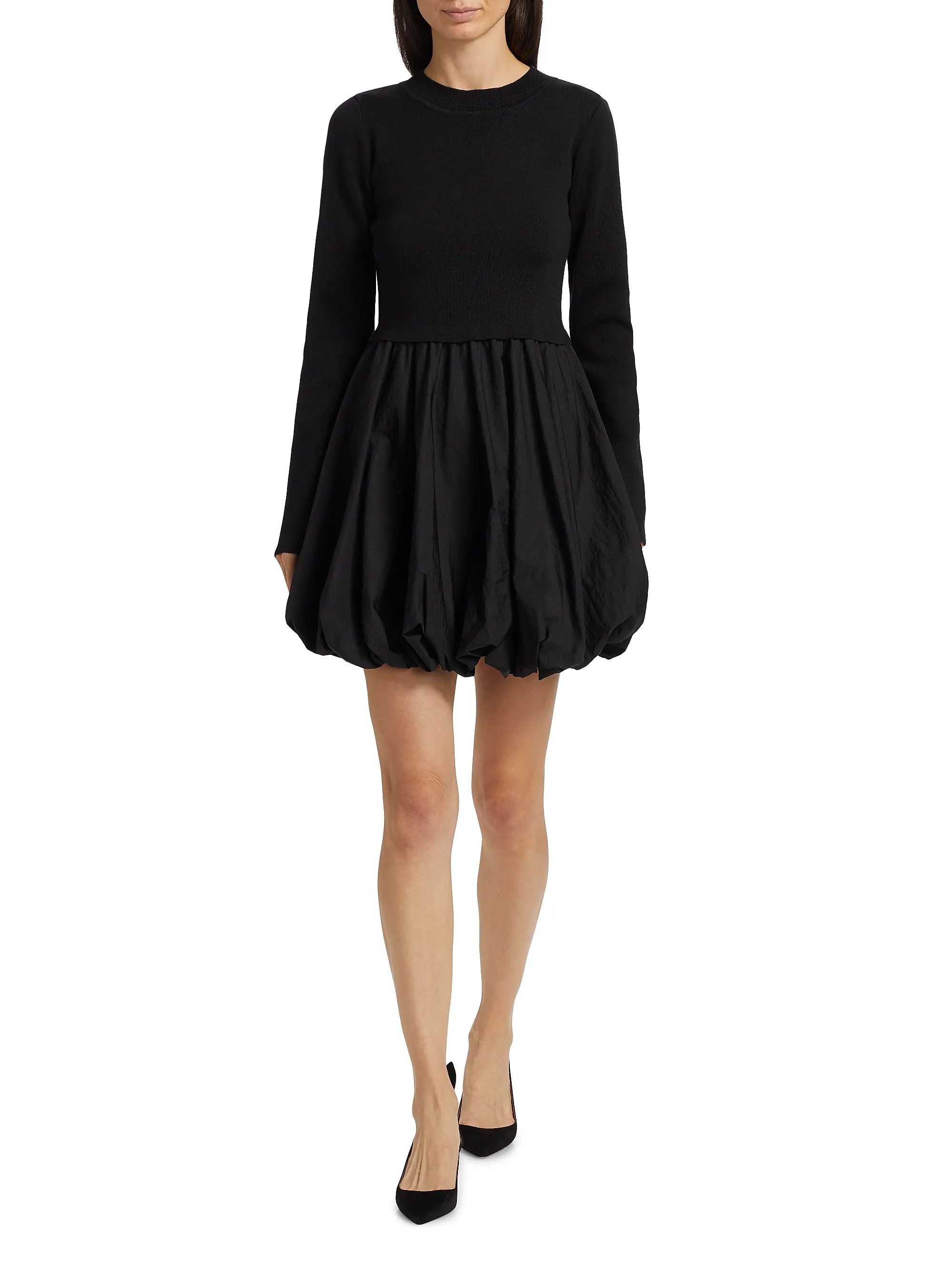 Georgia Mix-Media Bubble-Hem Minidress | Saks Fifth Avenue