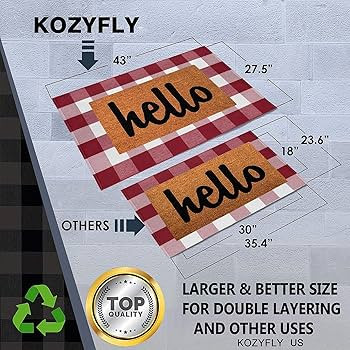 KOZYFLY Buffalo Plaid Rug 27.5x43 Inches Red and White Checkered Rug Christmas Halloween Fall Doo... | Amazon (US)