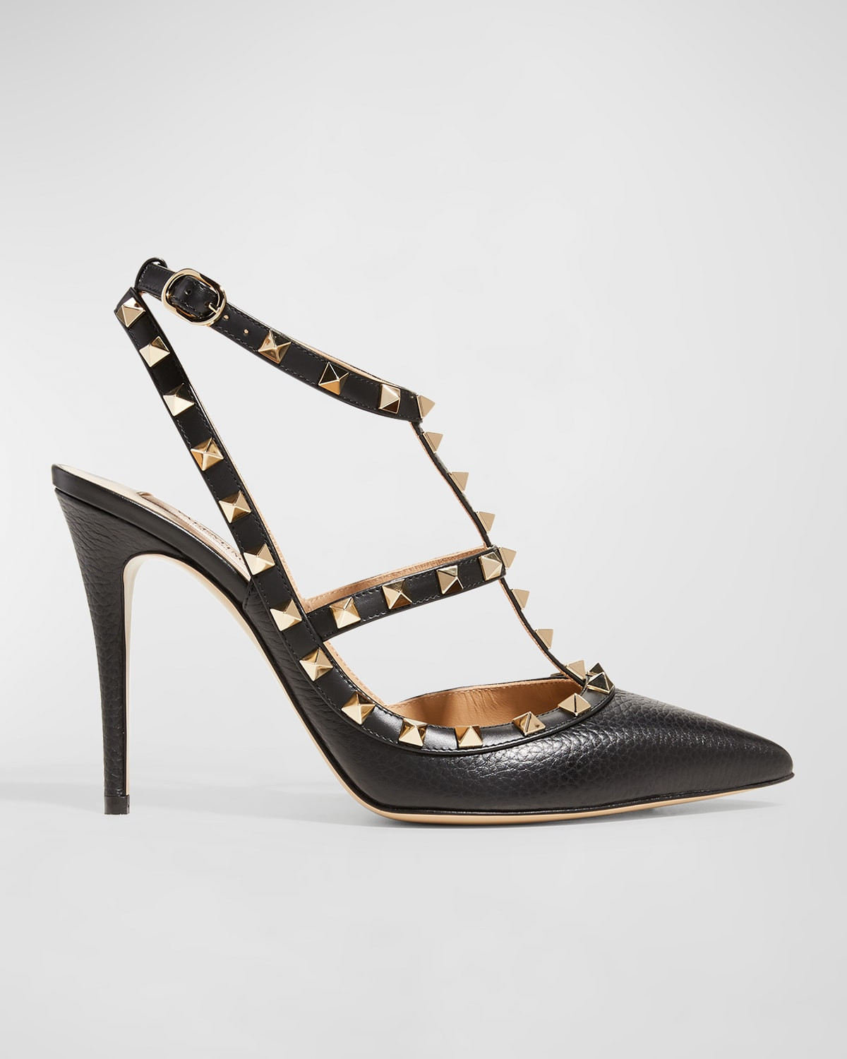 Rockstud Leather Caged Pump | Neiman Marcus