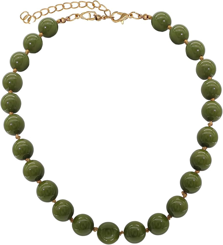 JNF Chunky Beaded Necklaces Women Large Big Ball Bead Choker Necklace Bold Statement Beads jewelr... | Amazon (US)