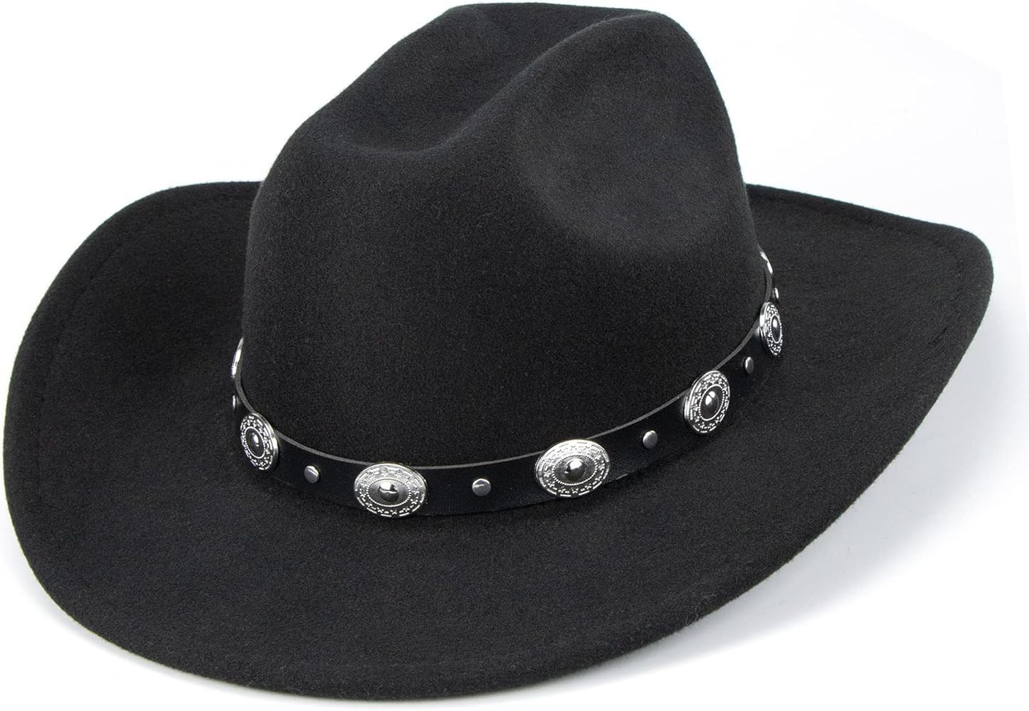 Classic Western Felt Cowboy Cowgirl Hat for Women Men Wide Brim Belt Buckle Cowboy Hat (Size:Medi... | Amazon (US)