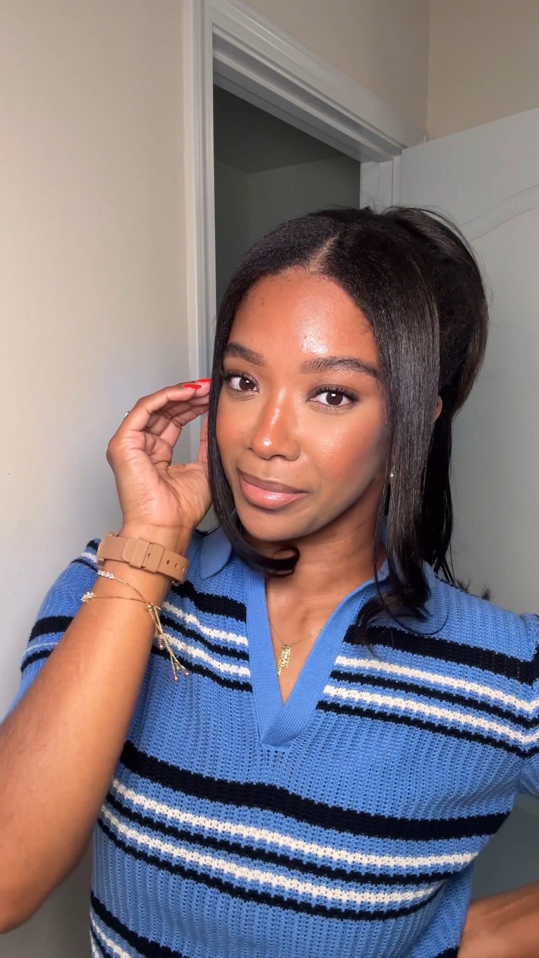 Easy  half up half down hairstyle on old at home silk press ✨

#LTKgrwm #LTKdayinmylife #LTKBeauty