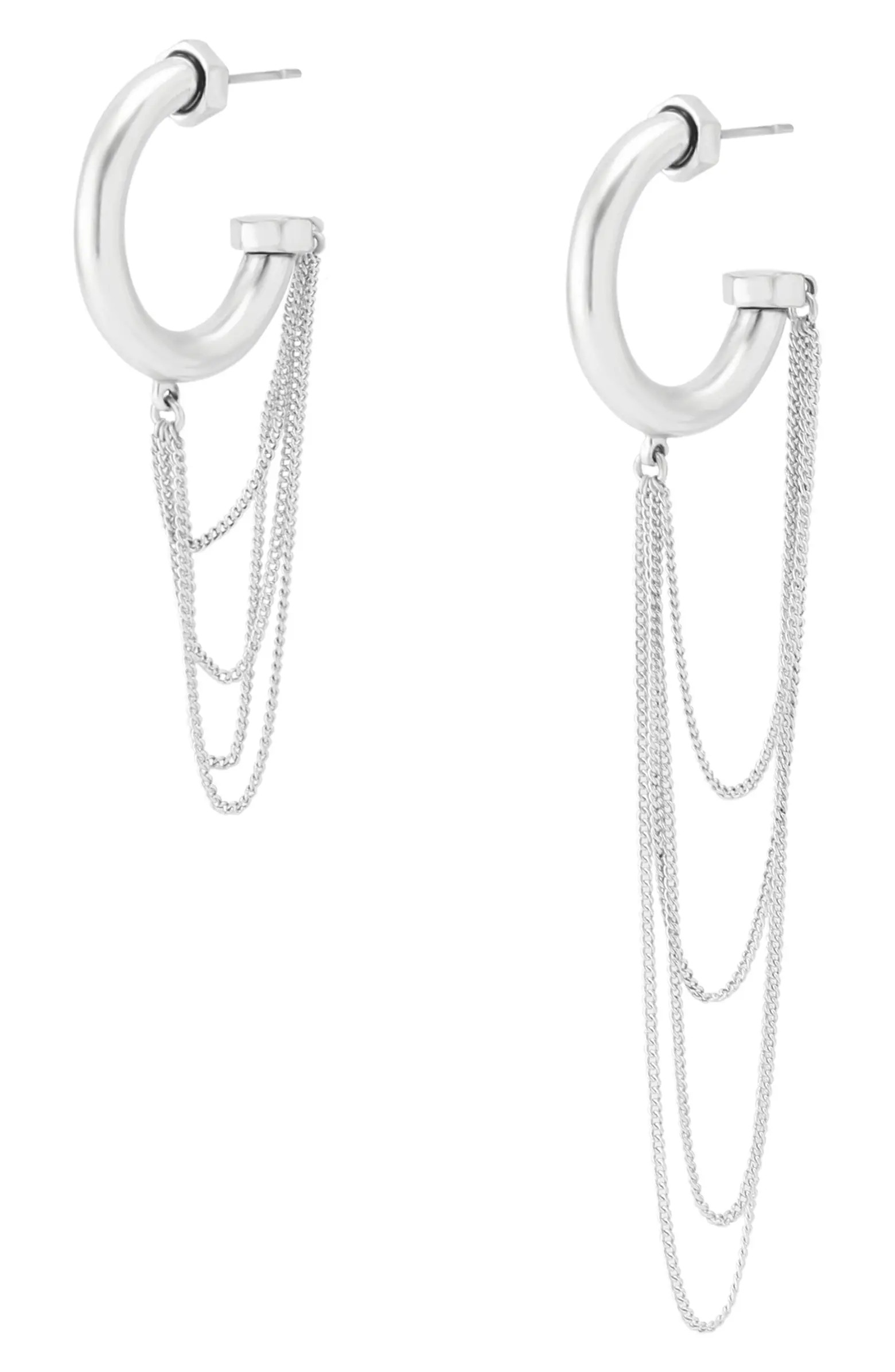 Mismatched Draped Chain Huggie Hoop Earrings | Nordstrom
