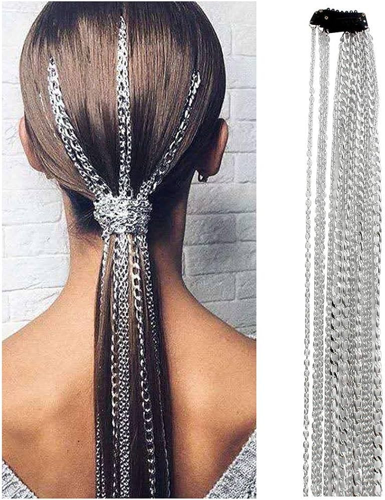 Campsis Punk Tassel Hair Clips Multistrand Chain With Clips Ponytail Multi Strand Head Chain Deco... | Amazon (US)