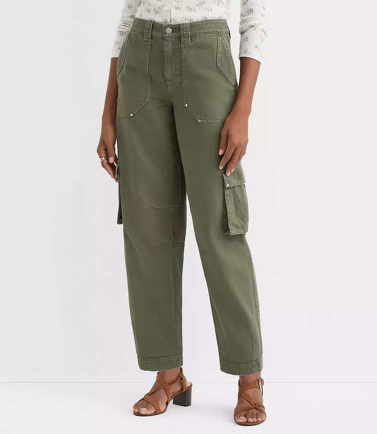 Petite Cargo Barrel Pants in Twill | LOFT