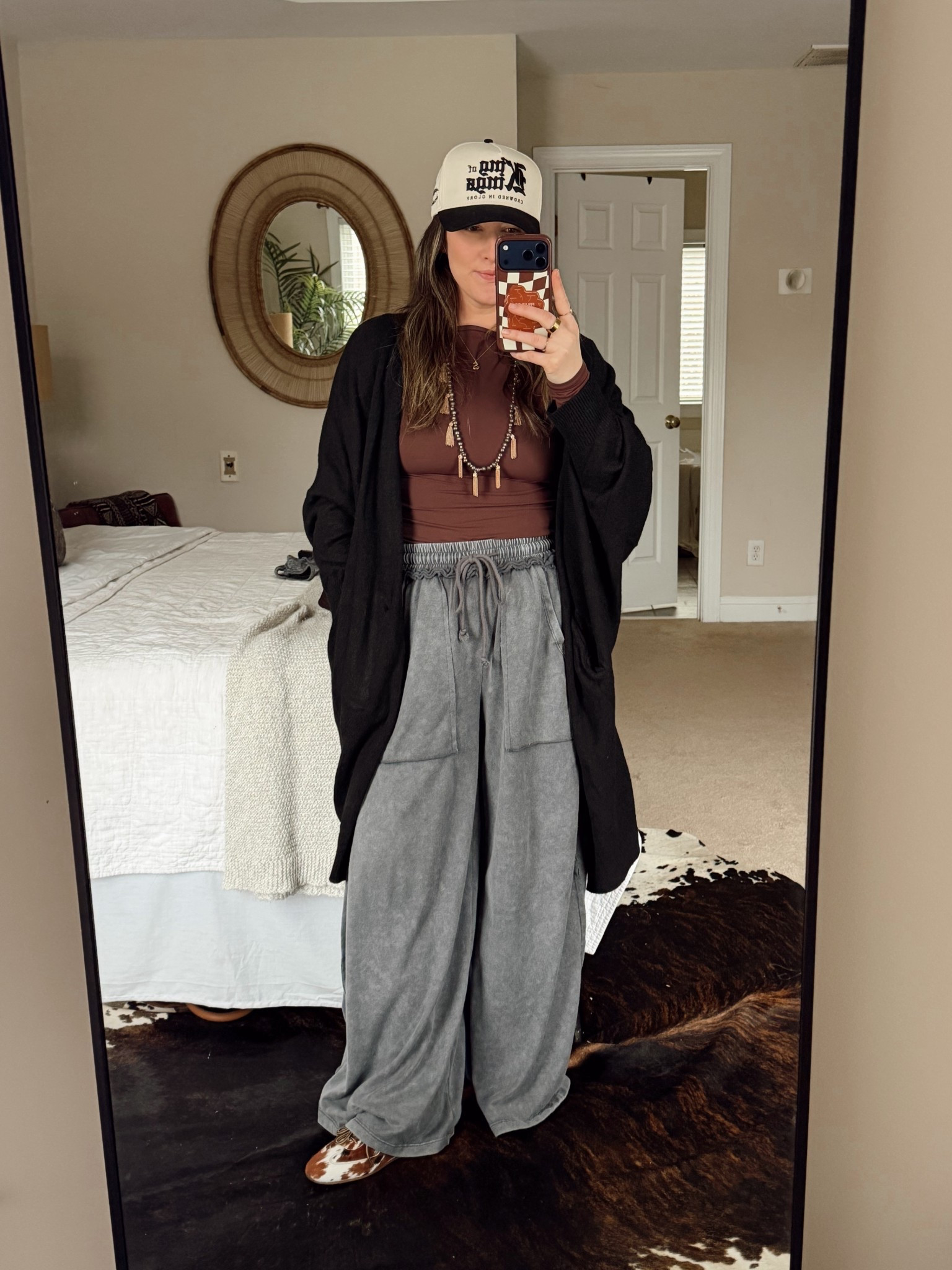Outfit of the day as a 29 year old mom of 3, who’s style is modest, casual and comfy 🤎

The outfit formula is a comfy base that can be styled to elevate for errands, carpool, dinner with family, all the mom things. 

SIZING, 5’3”
• Top - medium
• Cardigan - Large
• Pants - Medium
• Shoes - True to Size (a little tight at first but the leather stretches perfectly after a couple wears!)

__
#LTKOver30 #LTKMomStyle #LTKAmazon | women's effortless pull-on pants - a new day 

#LTKSaleAlert #LTKootd #LTKmomlife