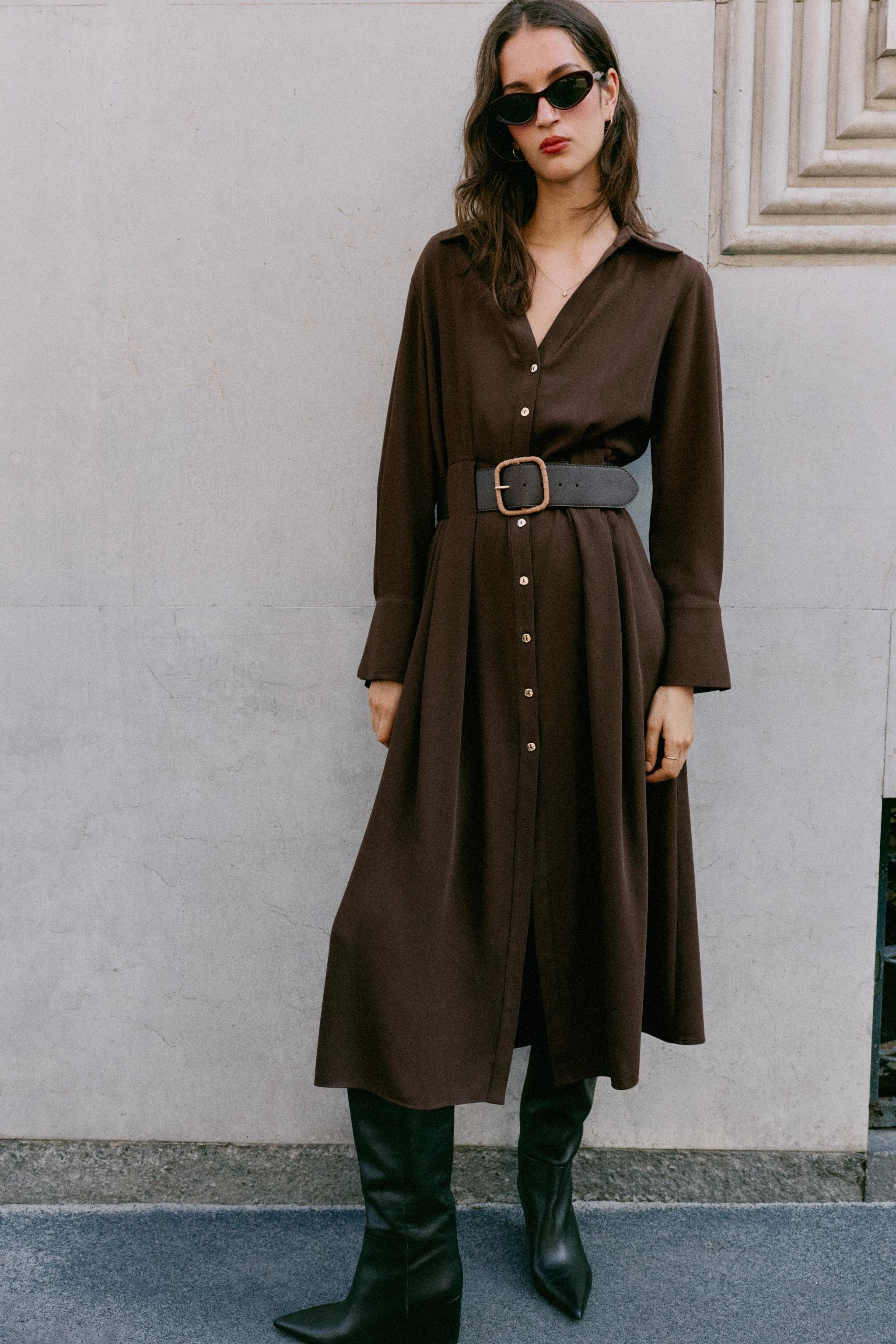 BELTED MIDI SHIRT DRESS | Zara US