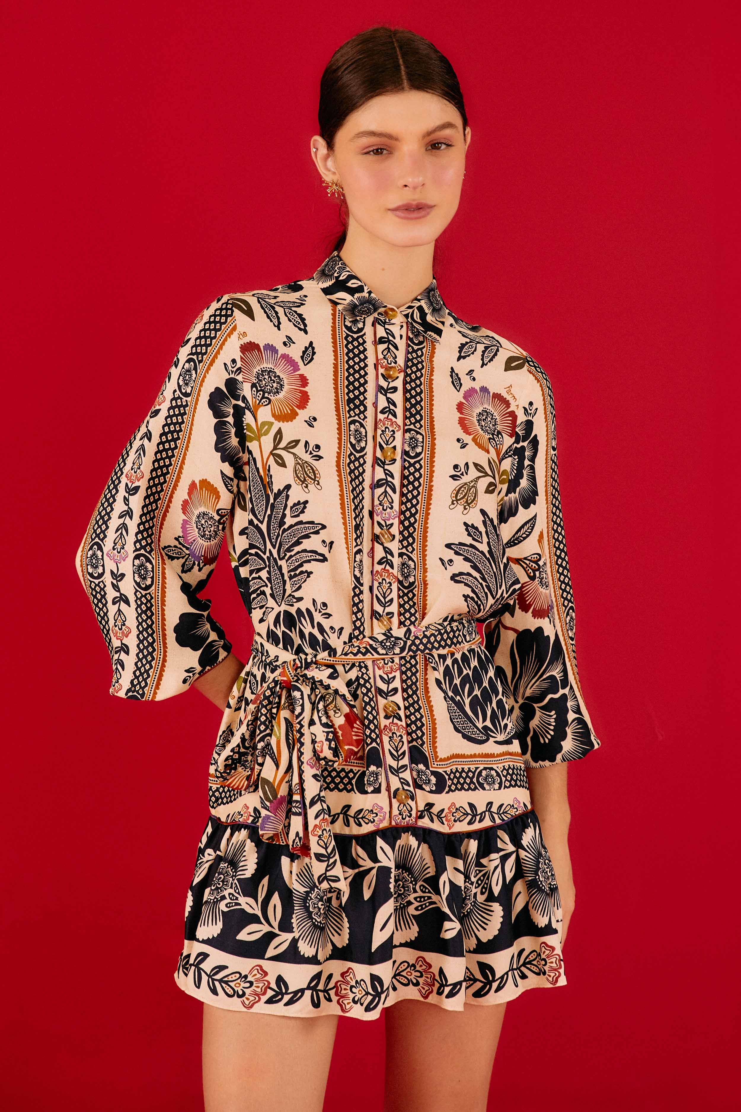 Romantic Garden Lenzing™ Ecovero™ Viscose Mini Dress | FarmRio