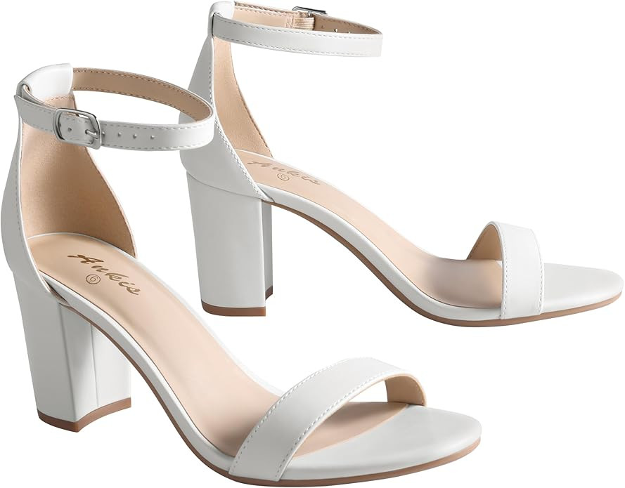 Ankis Heels for Women Open Toe Ankle Strap Chunky Heel Sandals 2.75 Inch | Amazon (US)