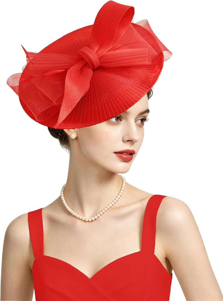 Kidukso Fascinators Hats for Women Derby Hats Tea Party Hat Mesh Headwear with Feather for Church... | Amazon (US)