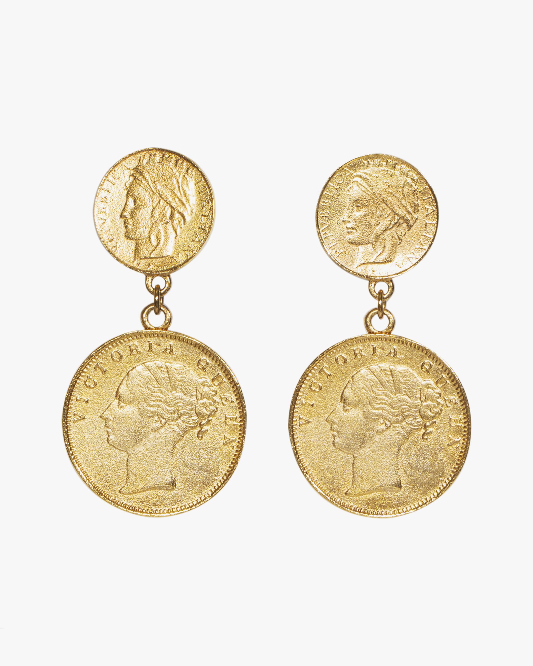 Gold Coin Drop Earrings | Olivela