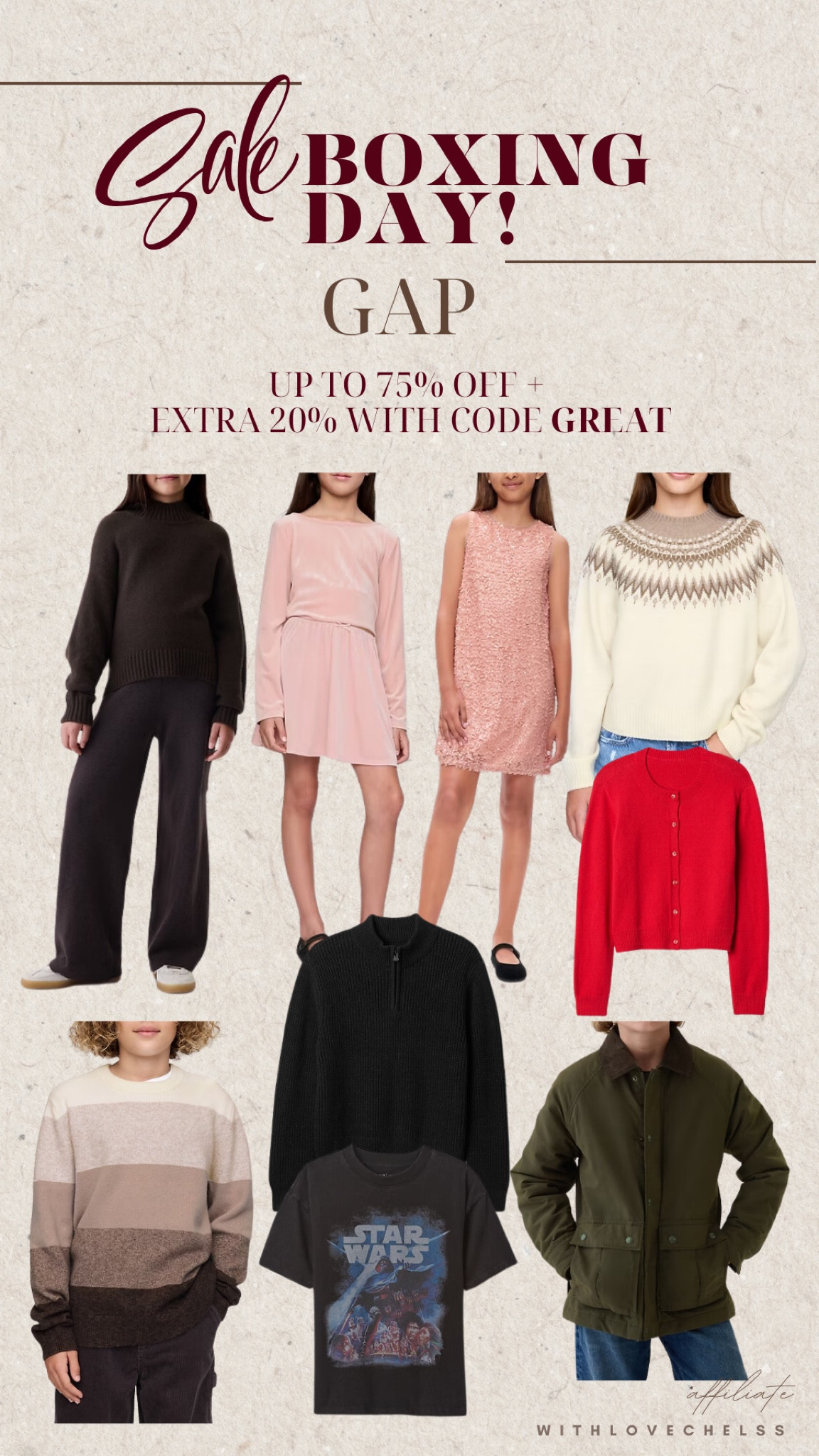 GAP Boxing Day sale‼️
Up to 75% off everything, extra 50% off markdowns + extra 20% off with code GREAT

#boxingdaysale #LTKBoxingday


#LTKwinter #LTKsale #LTKcanada



#LTKkids