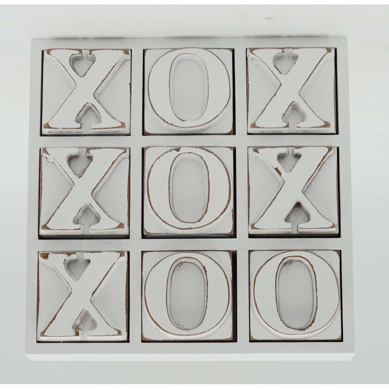 White Wooden Tic-Tac-Toe Decor, 9" | At Home