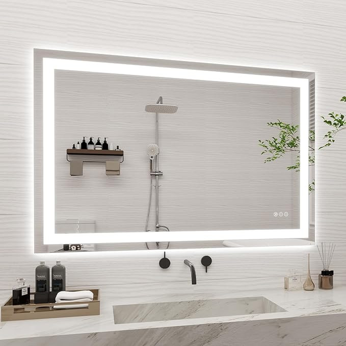 40" x 36" LED Bathroom Mirror - Dimmable Wall-Mounted Mirror with Front & Backlight, Anti-Fog, Sh... | Amazon (US)