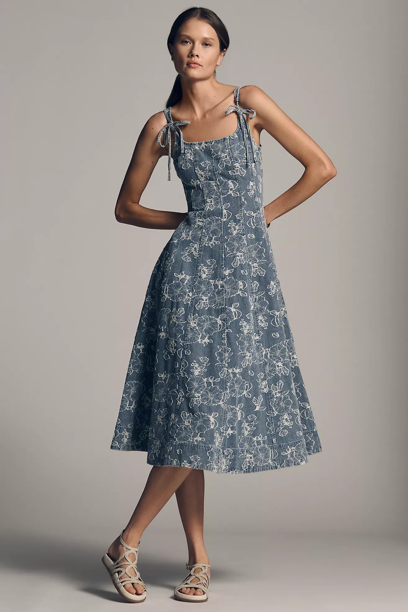 En Saison Opal Square-Neck Midi Dress | Anthropologie (US)