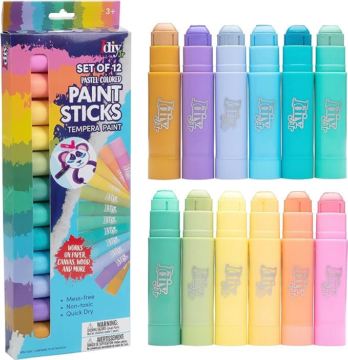 Tempera Paint Sticks (12 pack Pastel Colors)-For All Classroom School Supplies Arts & Crafts Proj... | Amazon (US)