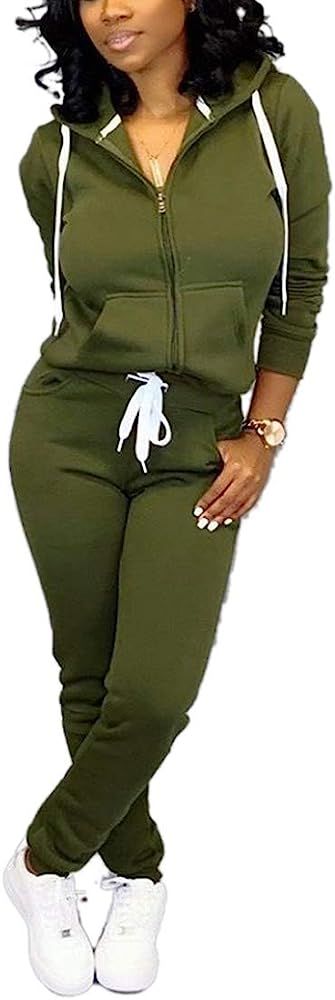 Nimsruc Womens 2 Piece Tracksuit Long Sleeve Casual Patchwork Pants Set | Amazon (US)