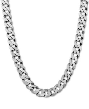 Flat Curb Link 24" Chain Necklace in Sterling Silver | Macys (US)