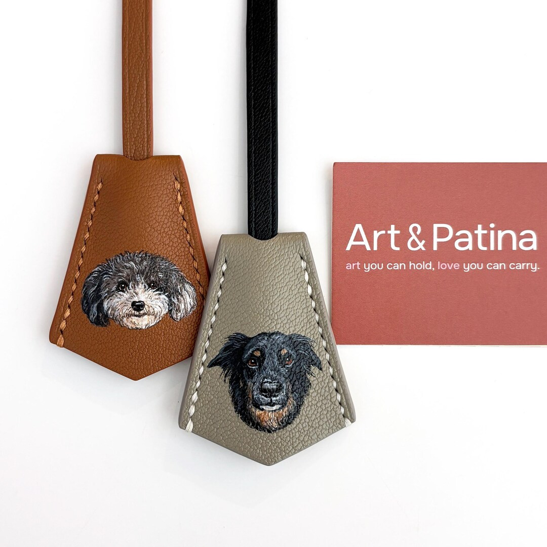 Hand-painted Leather Dog Charm: Custom Pet Portrait Tag - Etsy | Etsy (US)
