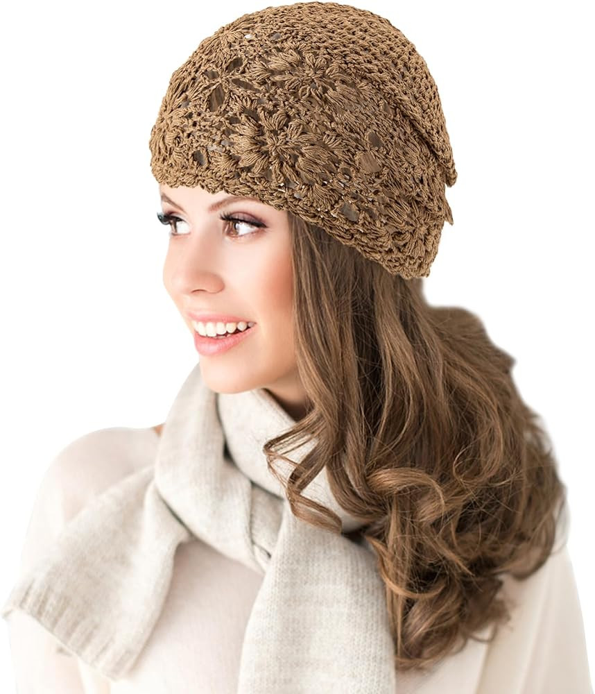 Damen Sommer Strickmützen Handgemacht Häkelmütze Slouch Beanie Mütze Dünne Leichte Sommermü... | Amazon (DE)