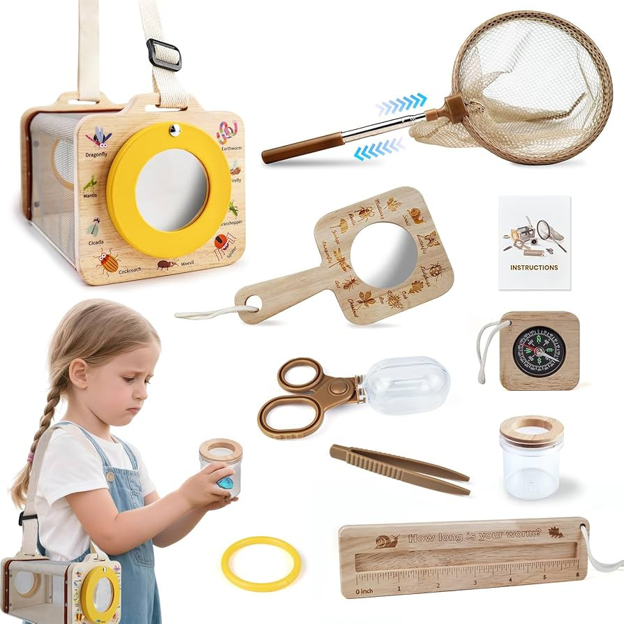 Bug Catcher Kit for Kids, 10 PCS Outdoor Explorer Set with Insect Cage, Butterfly Net, Magnifying... | Amazon (US)