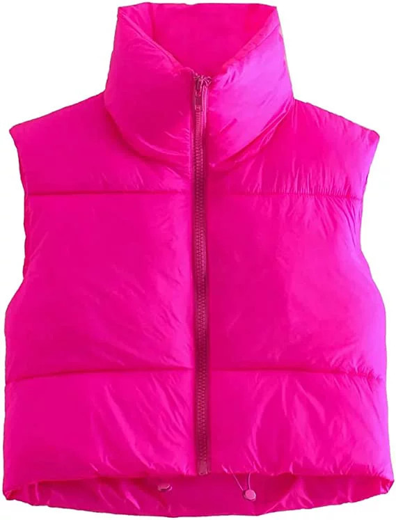 MKING Women's Winter Crop Vest Lightweight Sleeveless Warm Outerwear Puffer Vest Padded Gilet - W... | Walmart (US)