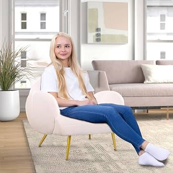 Czlolo Modern Boucle - Silla decorativa de terciopelo, elegante sofá individual de sherpa peludo... | Amazon (US)