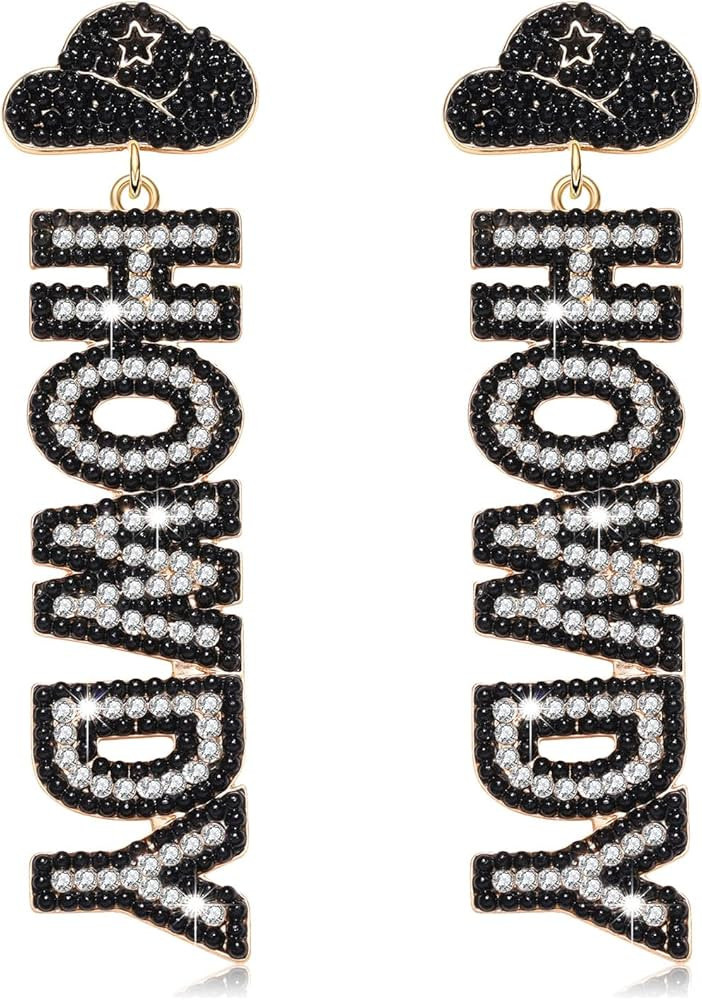 Western Earrings Beaded Cowgirl Earrings for Women Statement Letter Howdy Honey Earrings Southern... | Amazon (US)