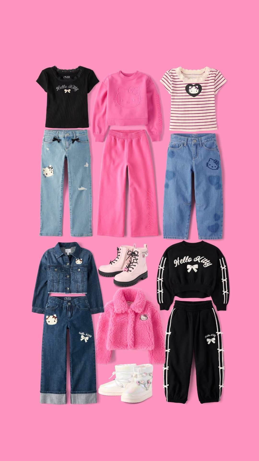 These @HelloKitty Jean jackets for the girls are a dream come true! I’ve linked them and more here 🩷 @childrensplace #ad #childrensplacepartner