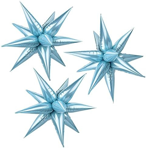 CYMYLAR 3pcs 26inch 3D Explosion Star foil balloon, Pearled Blue Foil Cone Starburst Balloons for... | Amazon (US)